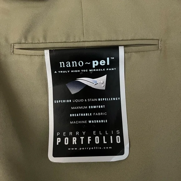 Perry Ellis Portfolio Pants. Pleated, Khaki, 36x30 New with tags comfort waist - Picture 11 of 12